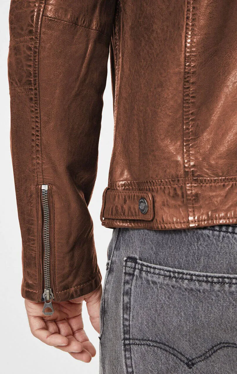 Blouson cuir motard cognac