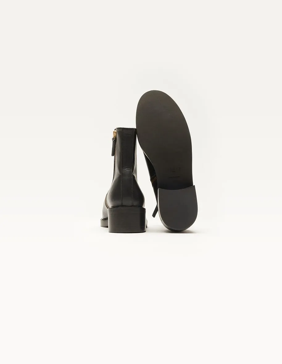 Bottines en cuir vernis certifié | cuir noir "virginie" femme - Odaje