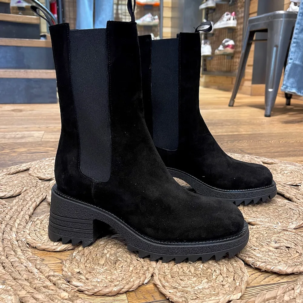 BOTTINES SEMERDJIAN M547M3 NOIR EN DAIM AVEC ELASTIQUE ENFILABLE