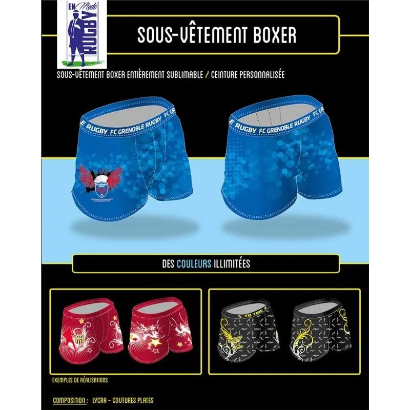 Boxers Rugby Personnalisés