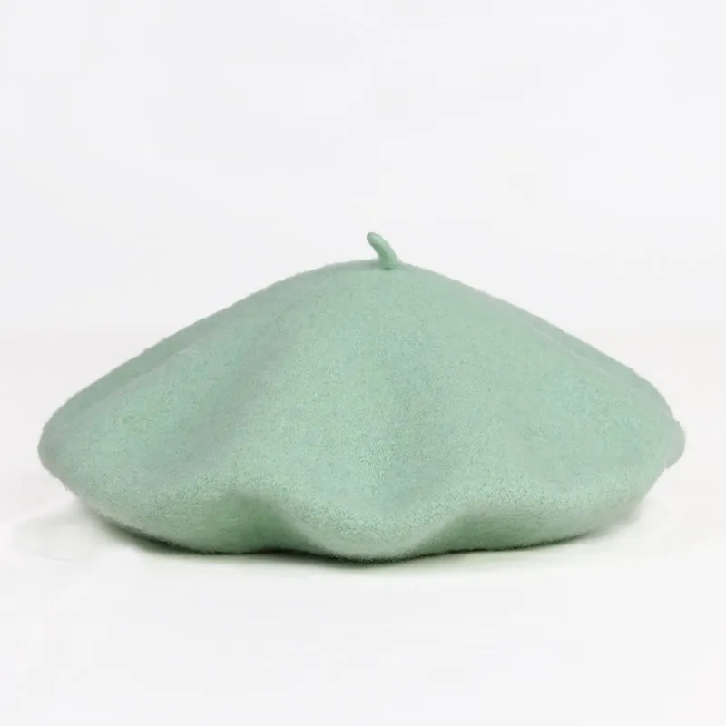 Béret en laine vert menthe