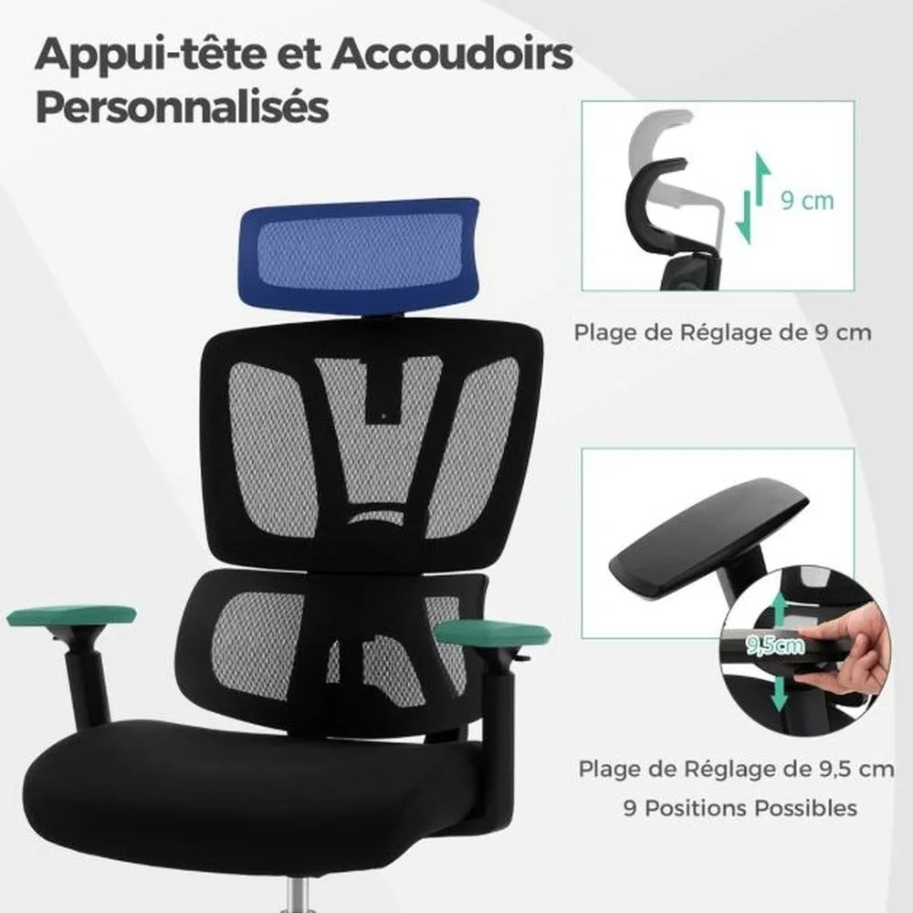 Chaise de direction chaise de bureau ergonomique et réglable en h dossie