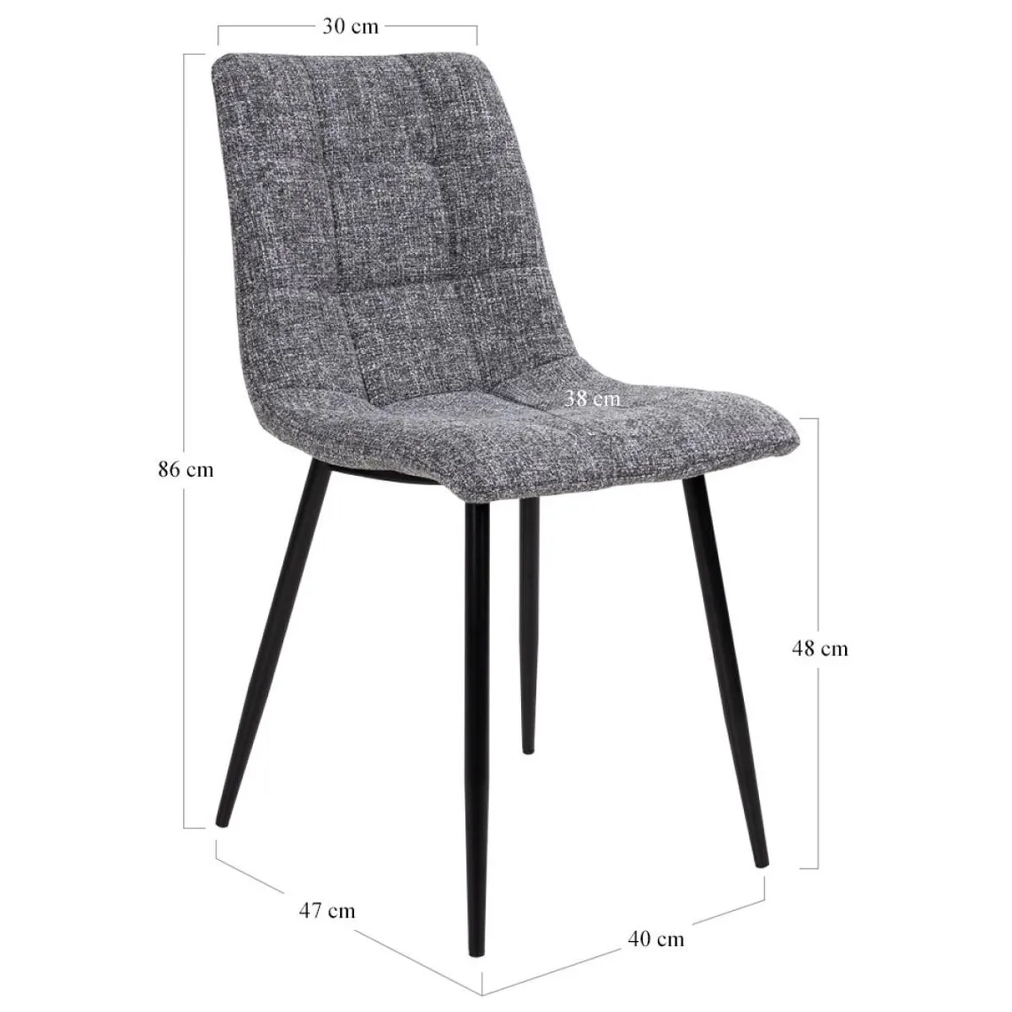 Chaise Grise Foncé MIDDELFART Pieds Noir | Chaise 3 SUISSES