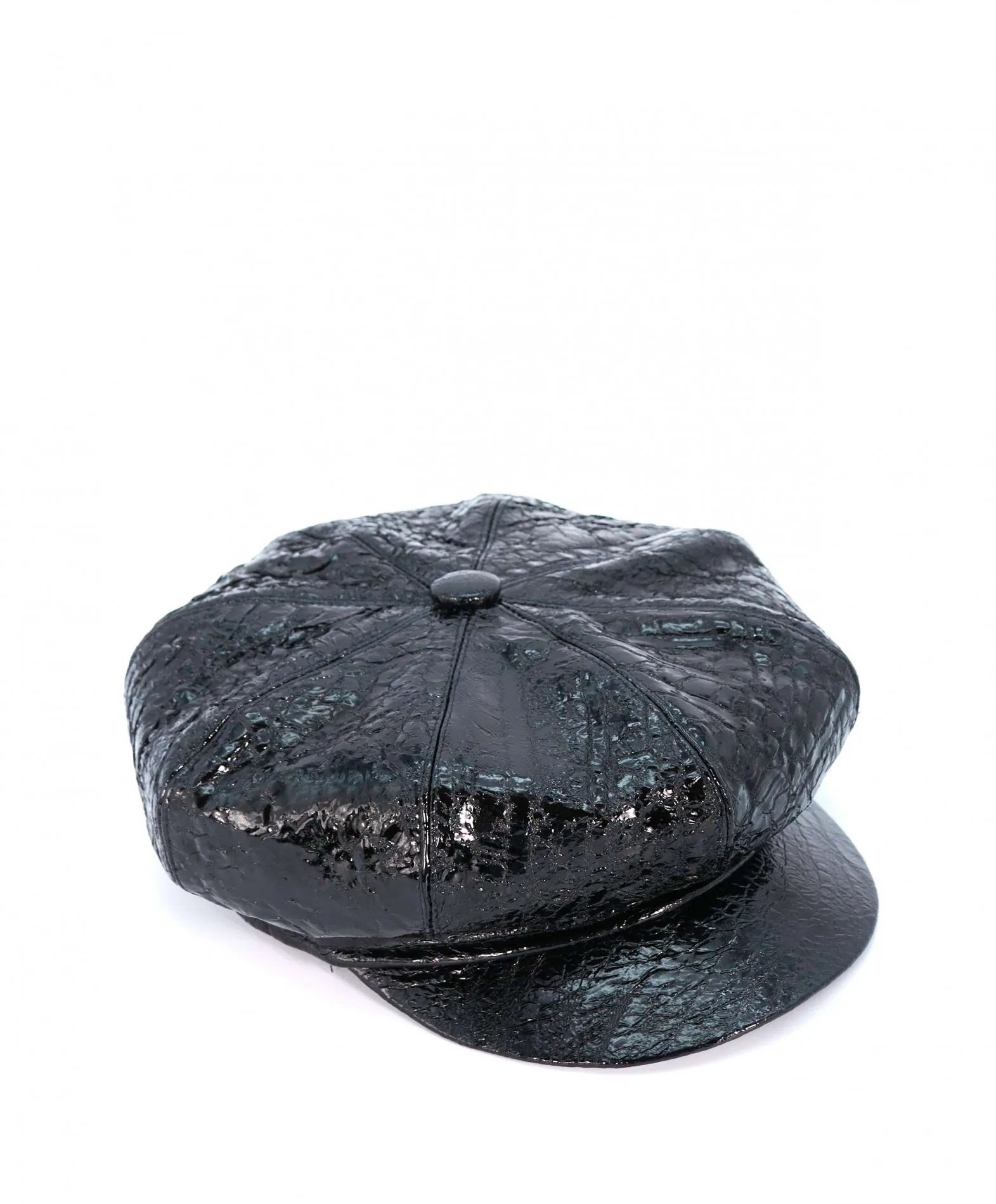 Chapeau en cuir femme casquette béret à visière cuir noir Taormina