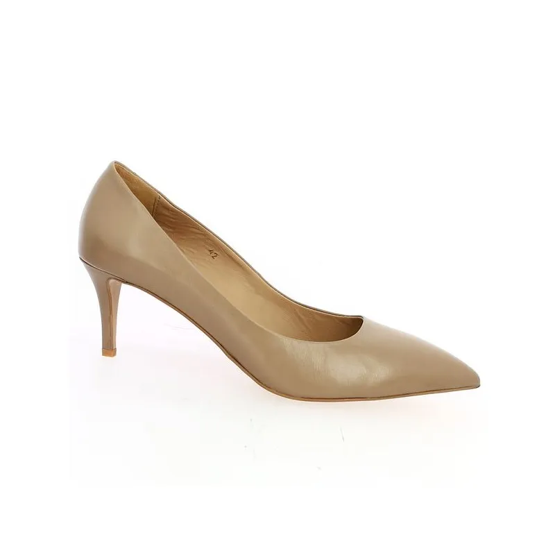 Chaussures cuir taupe talons fins bout pointu cuir taupe Hollie
