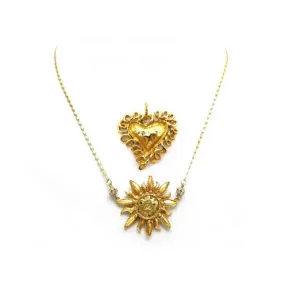 CHRISTIAN LACROIX COLLIERS collier soleil strass et pendentif coeur