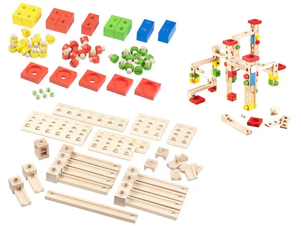 Circuit à billes en bois, 100 pièces | Circuits à billes 
