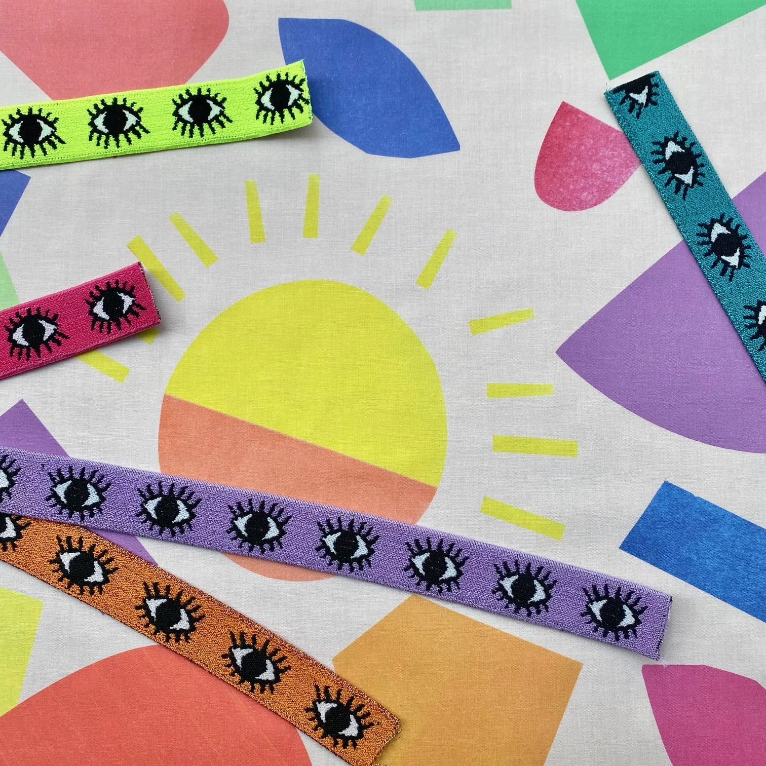 Elastique jacquard "eyes" fluo jaune - Henry & Henriette