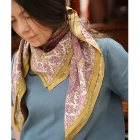 Grand foulard en voile de coton "Mina" - Violette pistache - BËLLEMME - Perlin Paon Paon