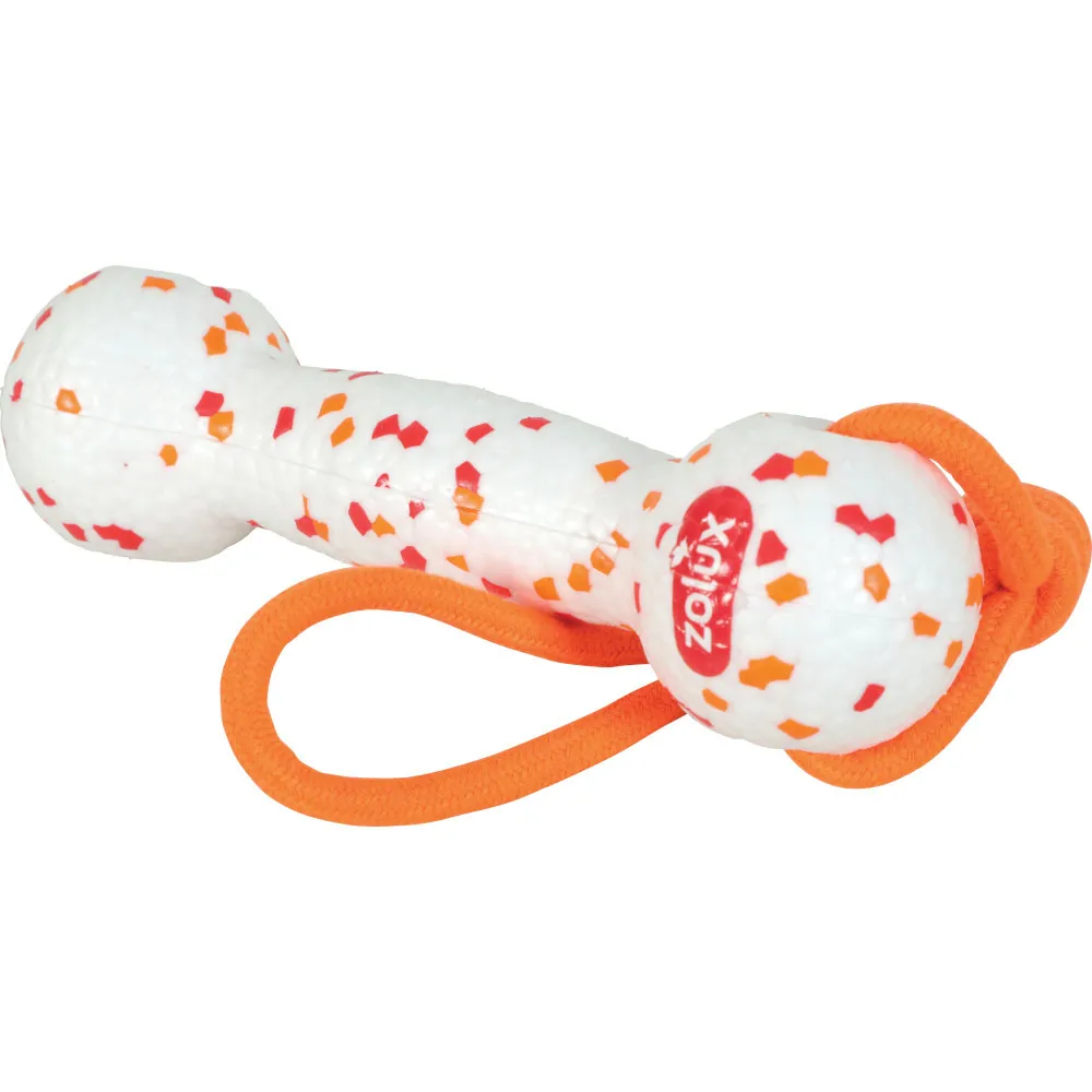 Haltère et corde flottant 38 cm en etpu, jouet pour chien
