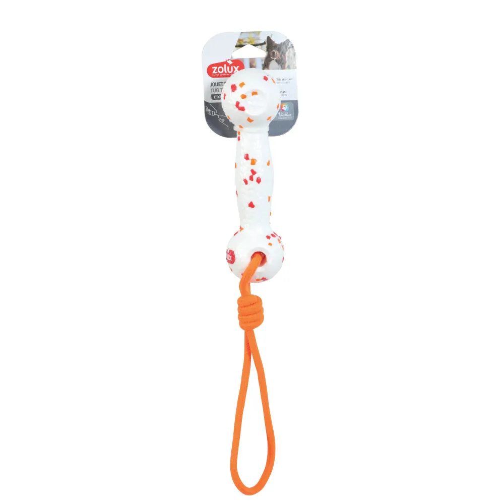 Haltère et corde flottant 38 cm en etpu, jouet pour chien