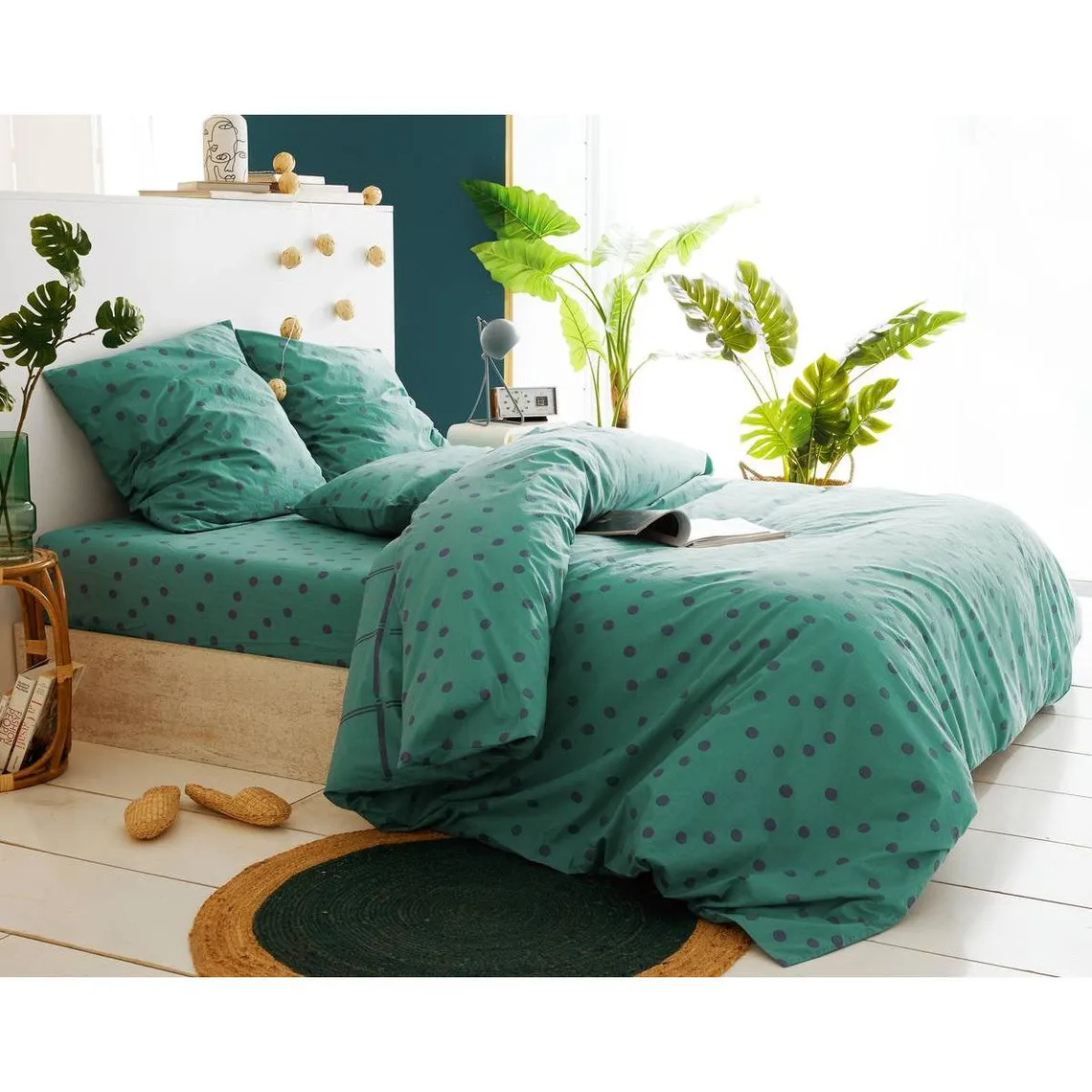 Housse de couette MAX menthe en coton | 3 Suisses