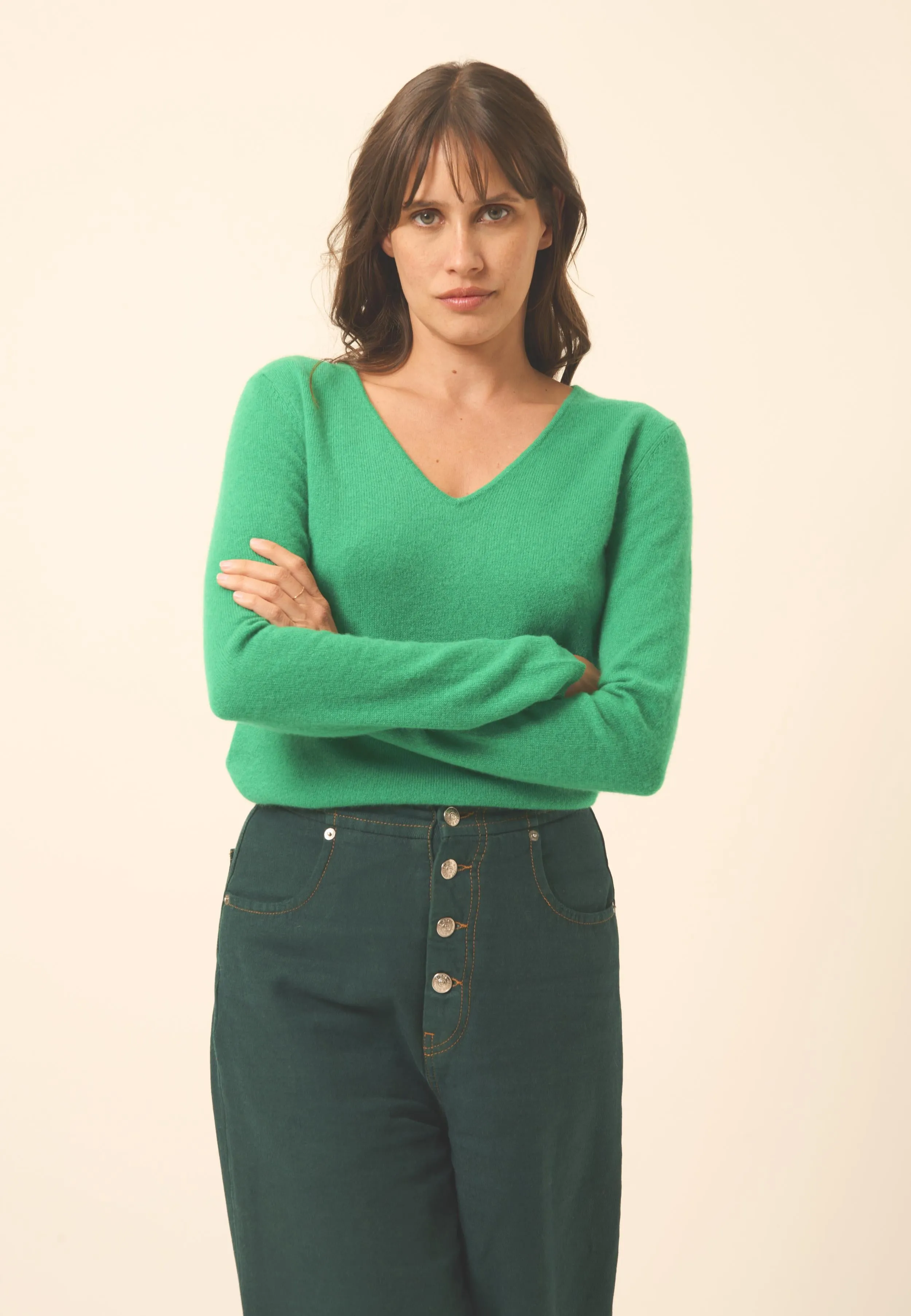 JOAN pull col v menthe