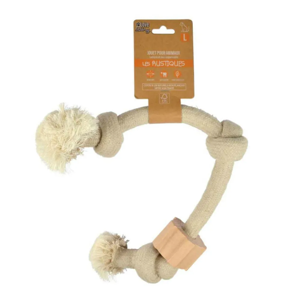 Jouet pour chien "corde 3 nœuds" 48cm naturel