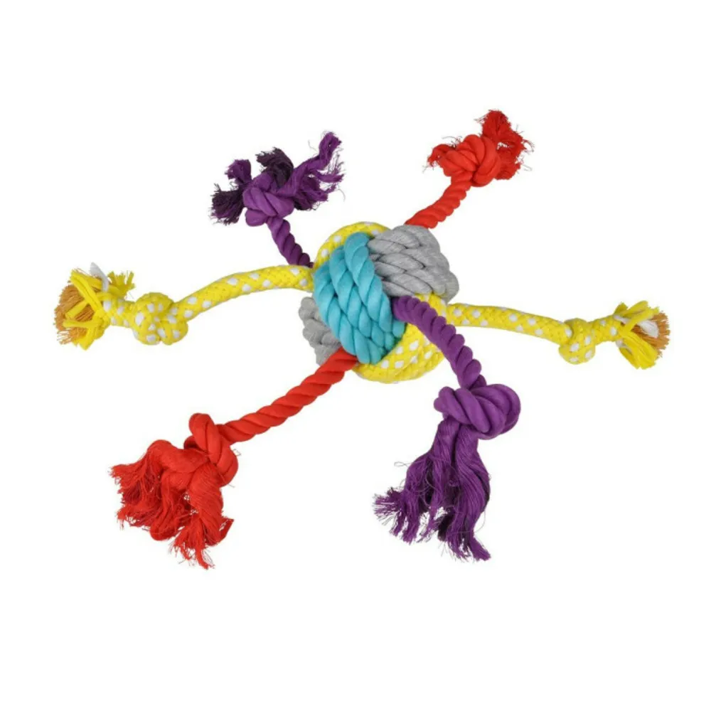 Jouet pour chien "corde & 6 nœuds" 30cm multicolore