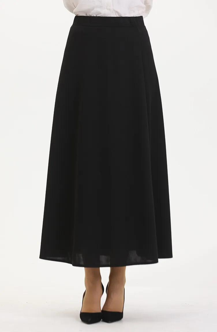 Jupe Cloche Avec Taille Elastique 3035-05 Noir 3035-05