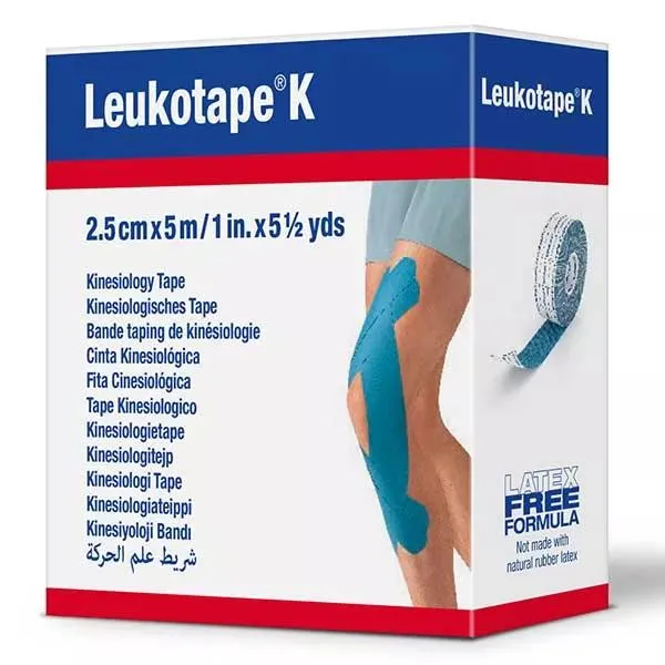 Leukotape K Bande Adhésive Elastique Bleu 2.5cm x 5m