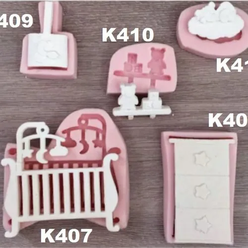 Moule silicone chambre bébé commode déco pour fimo plâtre wepam porcelaine cire savon bougie k408 5f100