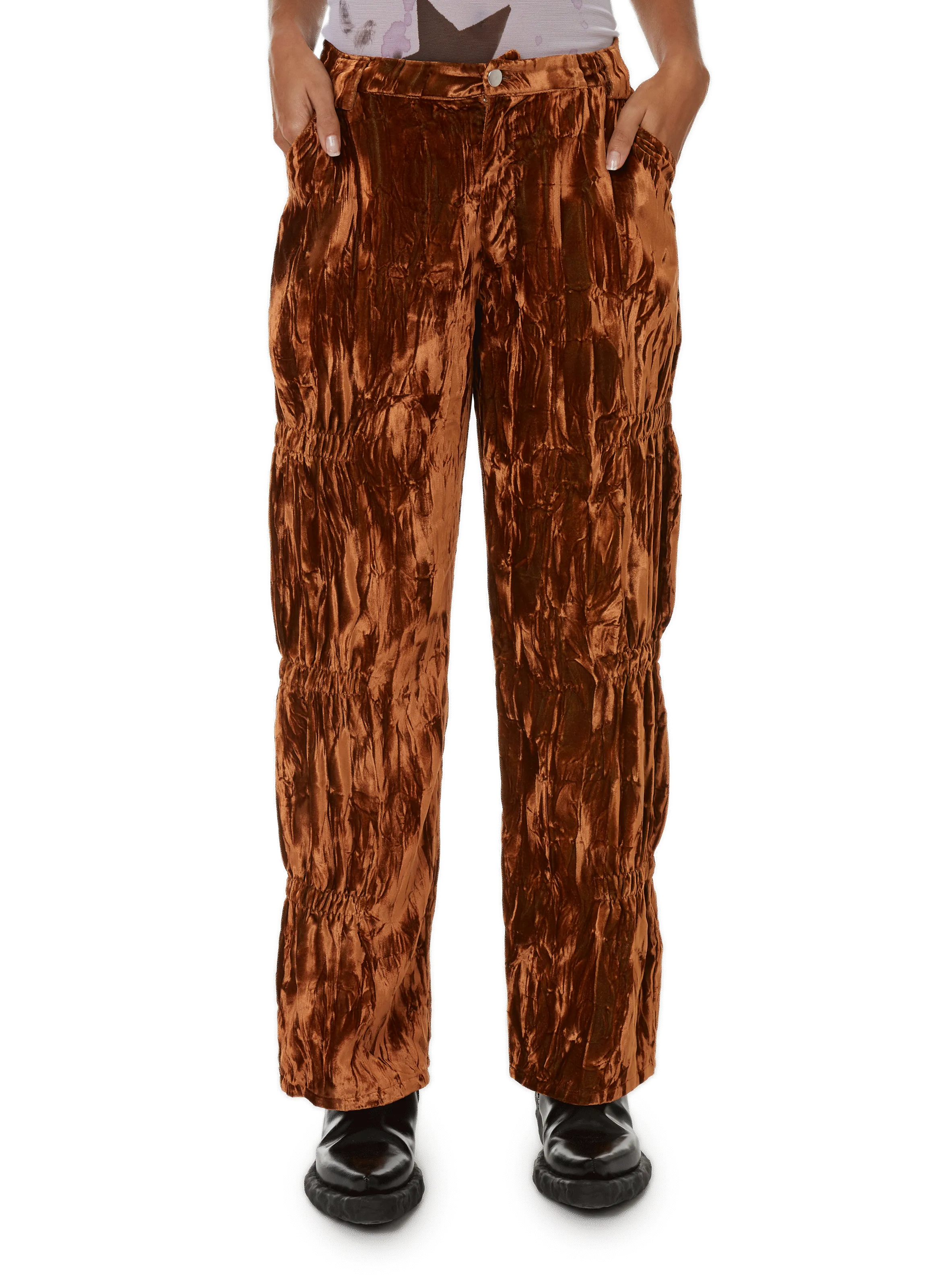 PANTALON EN VELOURS SATINé - COLLINA STRADA pour FEMME | Printemps