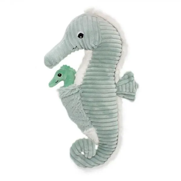 Peluche Les Ptipotos hippocampe et son bébé Papadou menthe