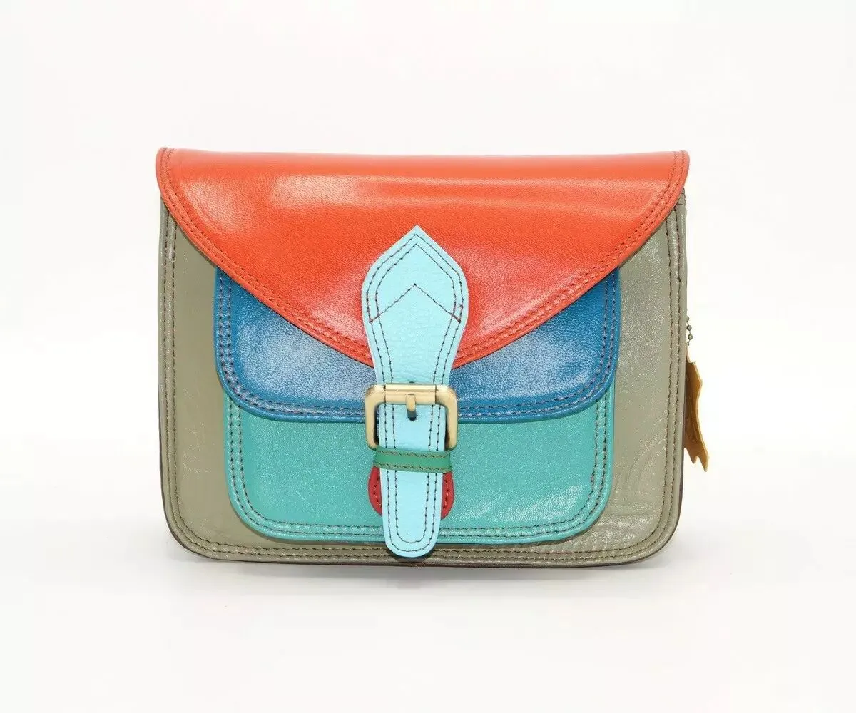Petite besace cuir multicolore pastel