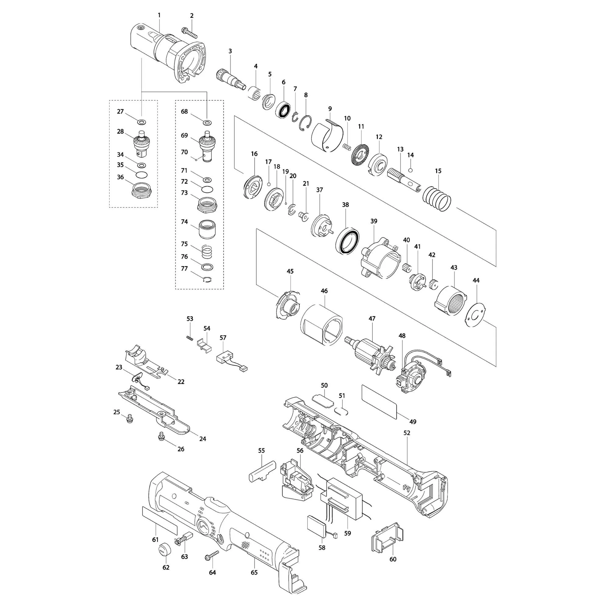 Pièces détachées Clé dynamométrique Makita BFL080FZ