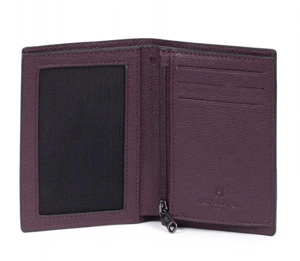 Porte-cartes cuir vachette premium grainé bordeaux