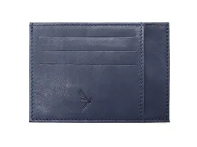 Porte-cartes ouvert "Luxe" tout cuir bleu 6 Cartes - PM-013-01 
