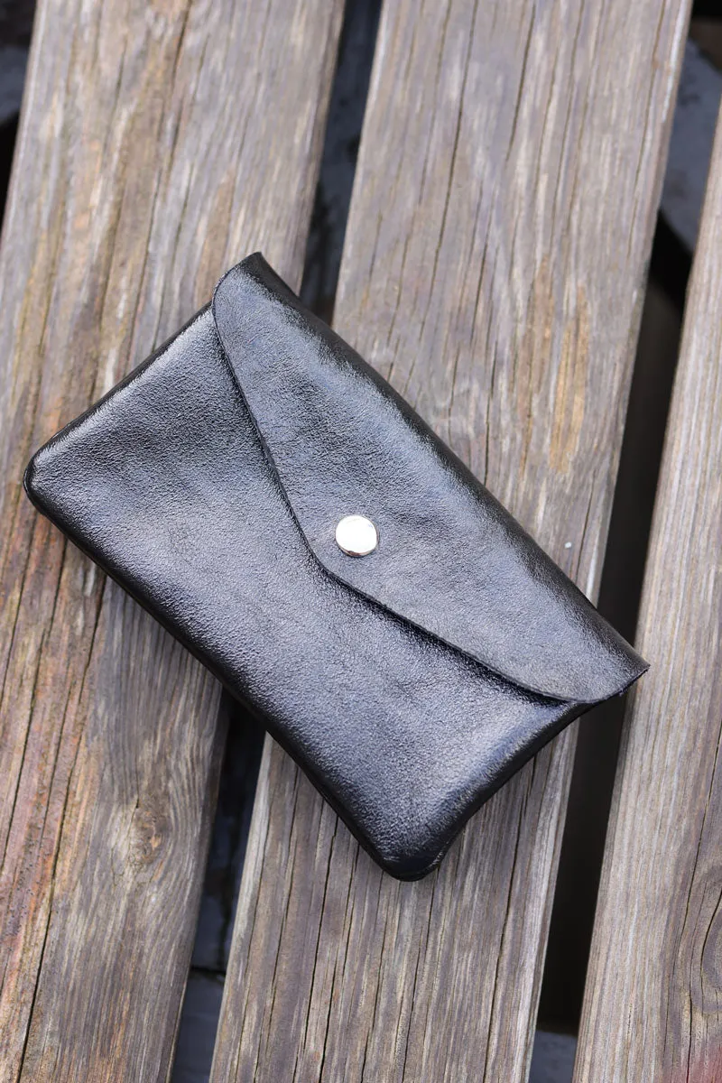Porte monnaie et cartes en cuir noir