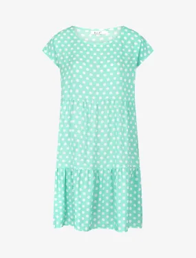 Robe coupe trapèze à pois - vert menthe