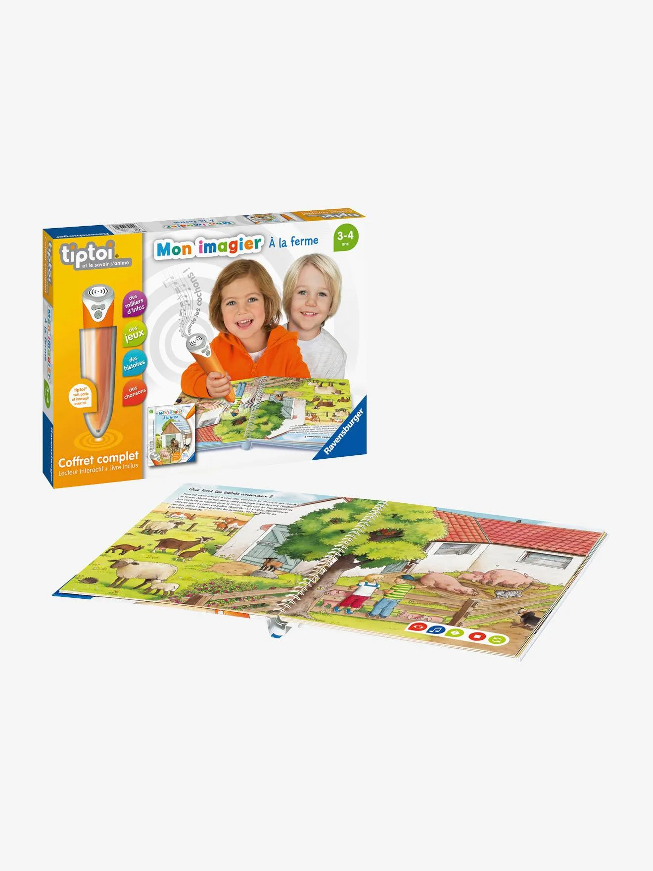 Tiptoi® - Coffret Complet Lecteur Interactif + Livre Imagier à La Ferme - RAVENSBURGER blanc - Ravensburger