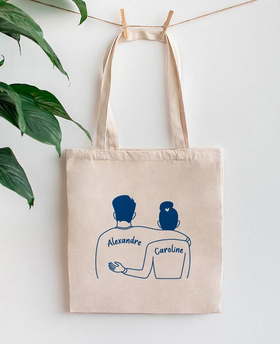 Tote bag Couple imprimé personnalisé