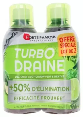 Turbodraine - Citron Vert Menthe, 2x500ml | Forte pharma  - Parapharmacie Boticinal